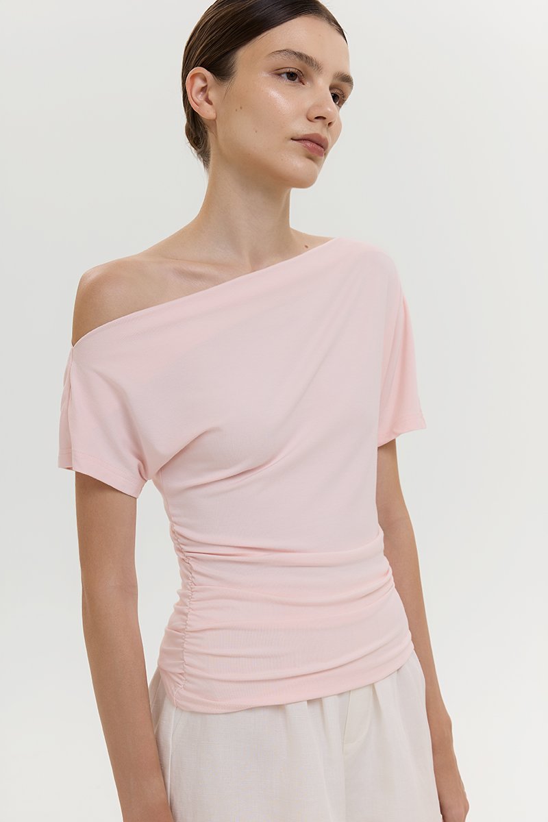 EVONNE ASYMMETRIC OFF SHOULDER TOP