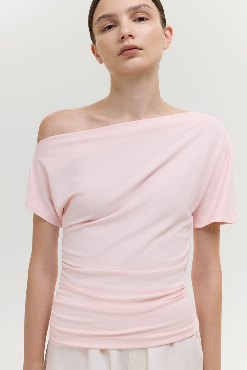 EVONNE ASYMMETRIC OFF SHOULDER TOP