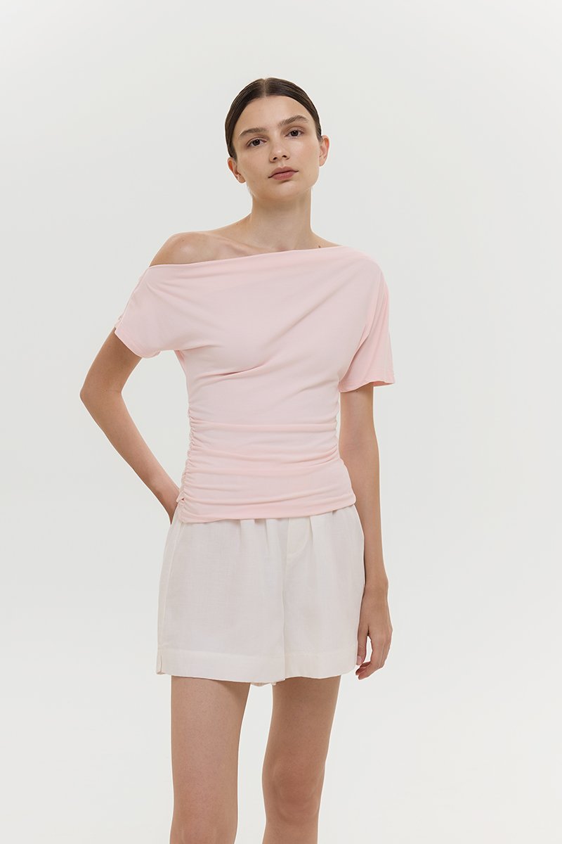 EVONNE ASYMMETRIC OFF SHOULDER TOP
