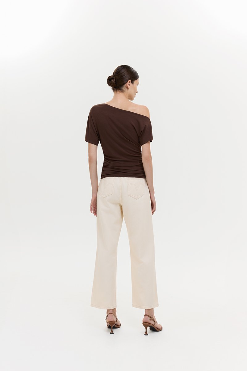 EVONNE ASYMMETRIC OFF SHOULDER TOP