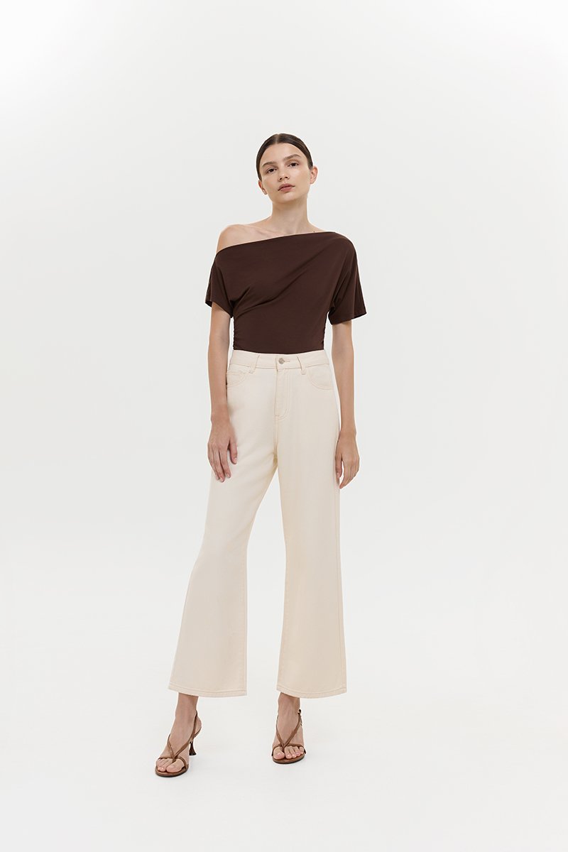 EVONNE ASYMMETRIC OFF SHOULDER TOP
