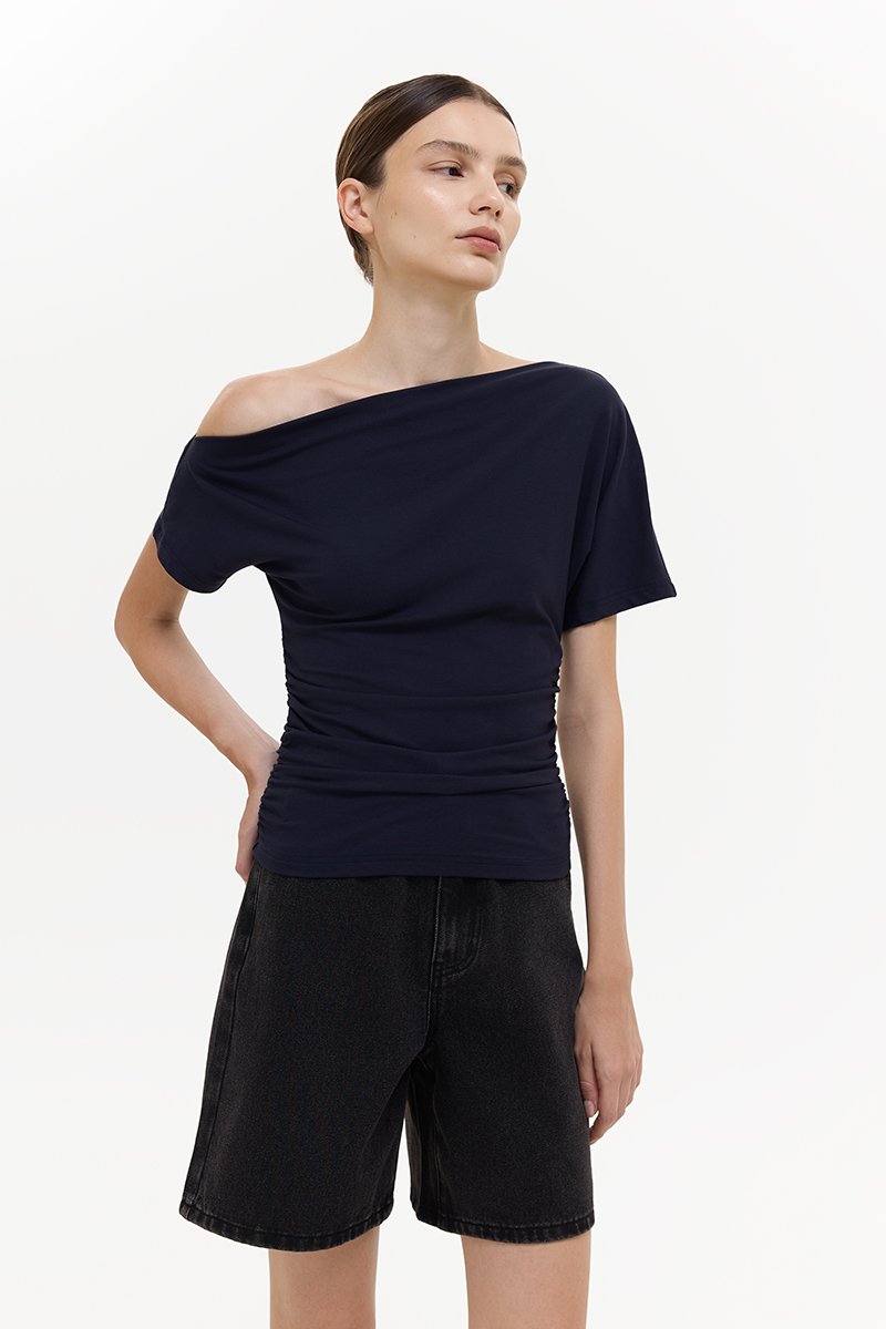 EVONNE ASYMMETRIC OFF SHOULDER TOP