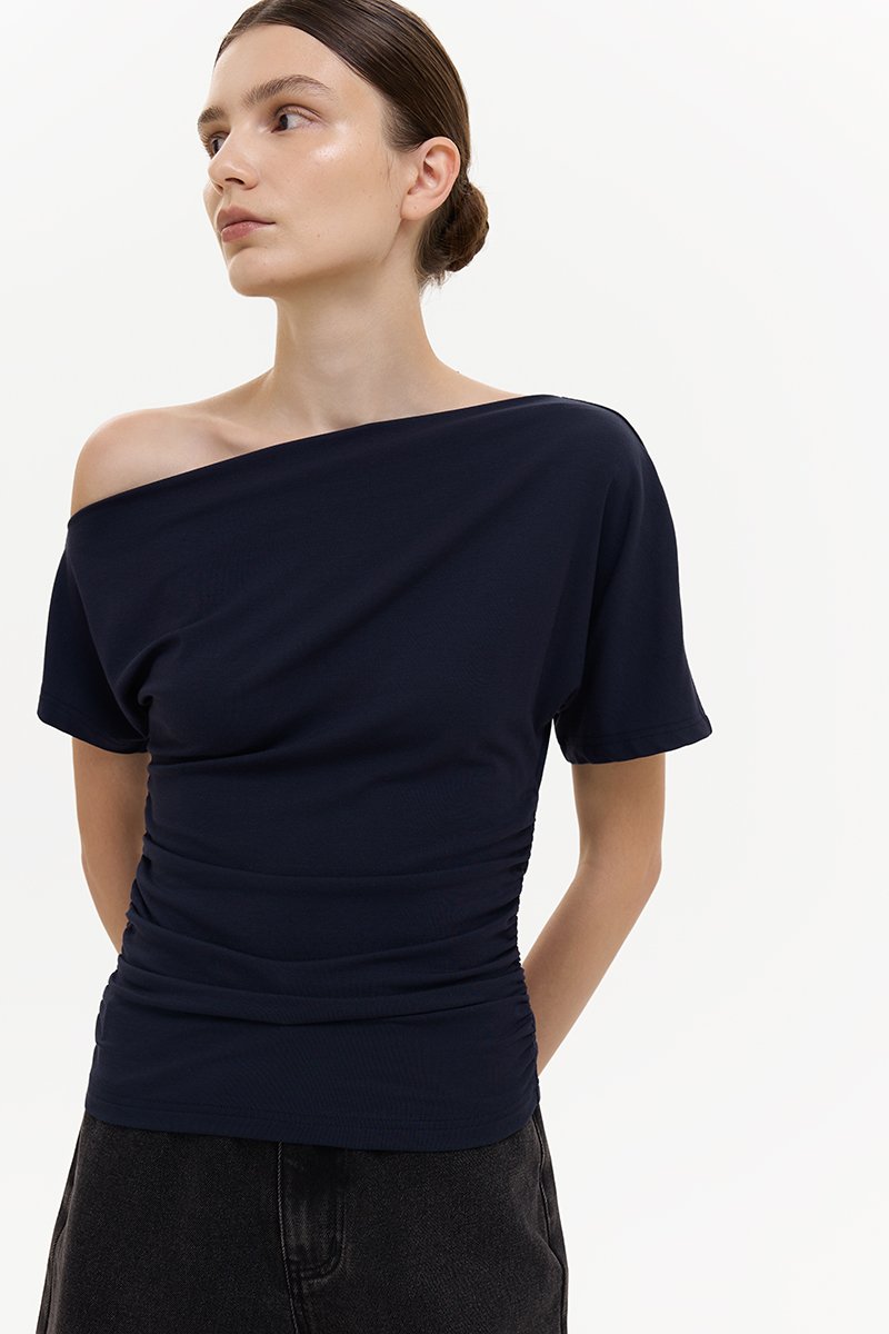 EVONNE ASYMMETRIC OFF SHOULDER TOP