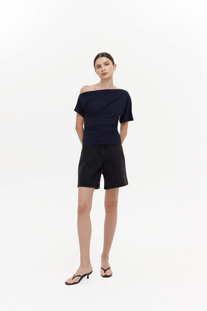 EVONNE ASYMMETRIC OFF SHOULDER TOP
