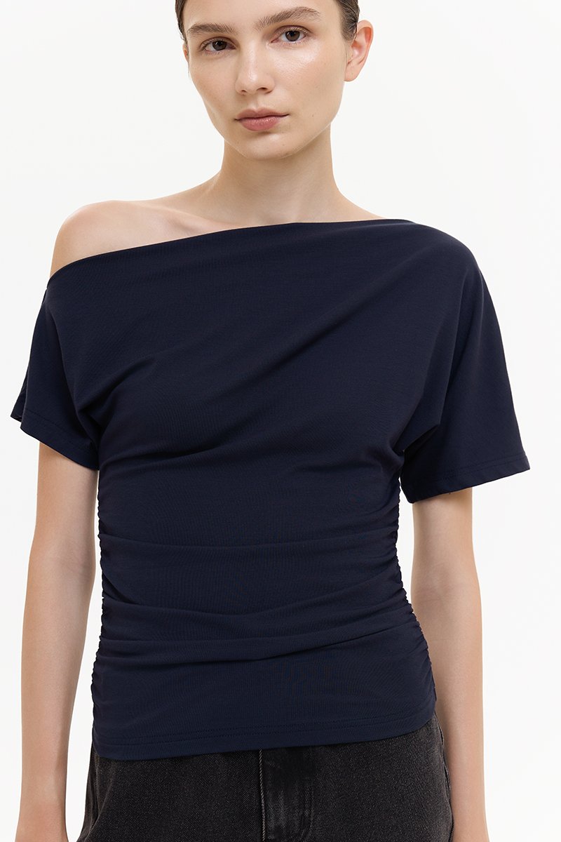 EVONNE ASYMMETRIC OFF SHOULDER TOP