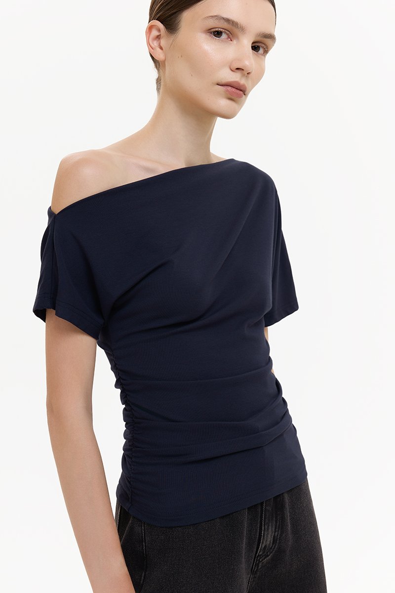 EVONNE ASYMMETRIC OFF SHOULDER TOP