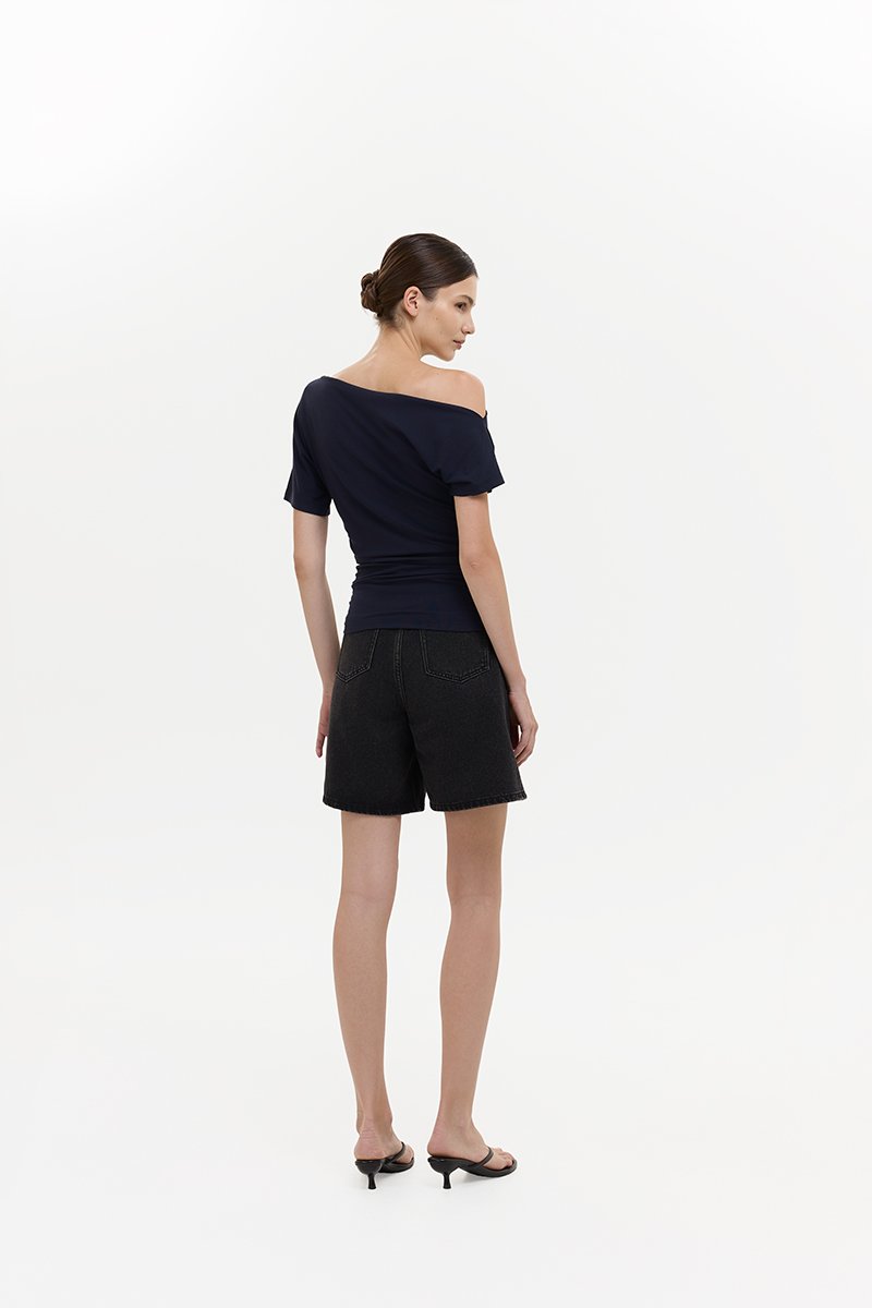 EVONNE ASYMMETRIC OFF SHOULDER TOP