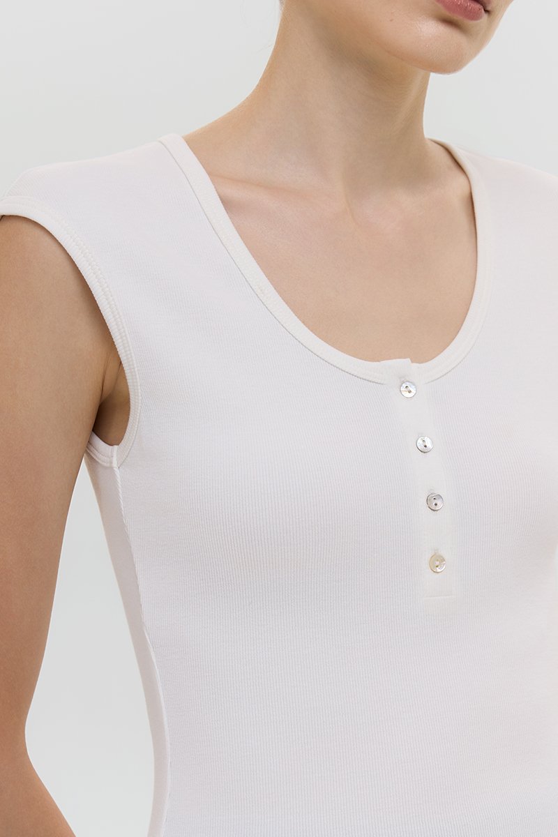 YURIE RIBBED BUTTONDOWN TOP