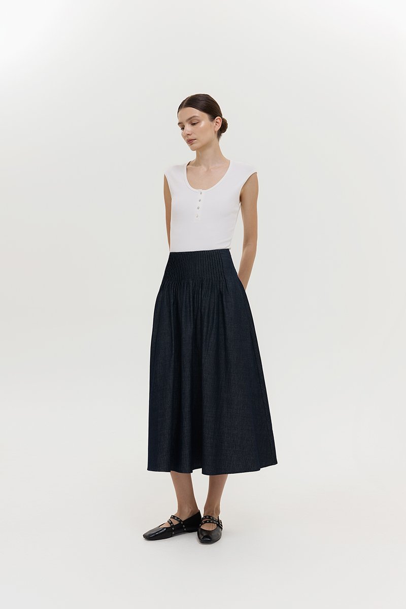 YURIE RIBBED BUTTONDOWN TOP