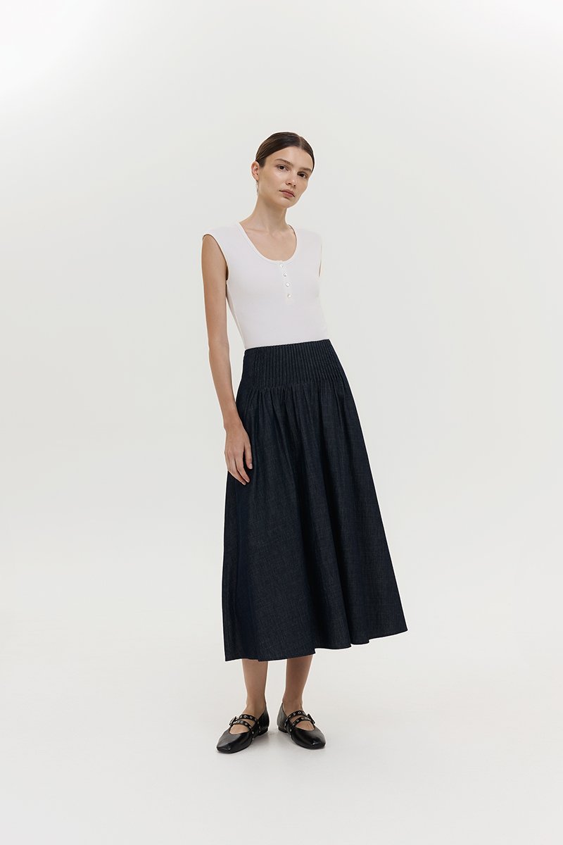 YURIE RIBBED BUTTONDOWN TOP