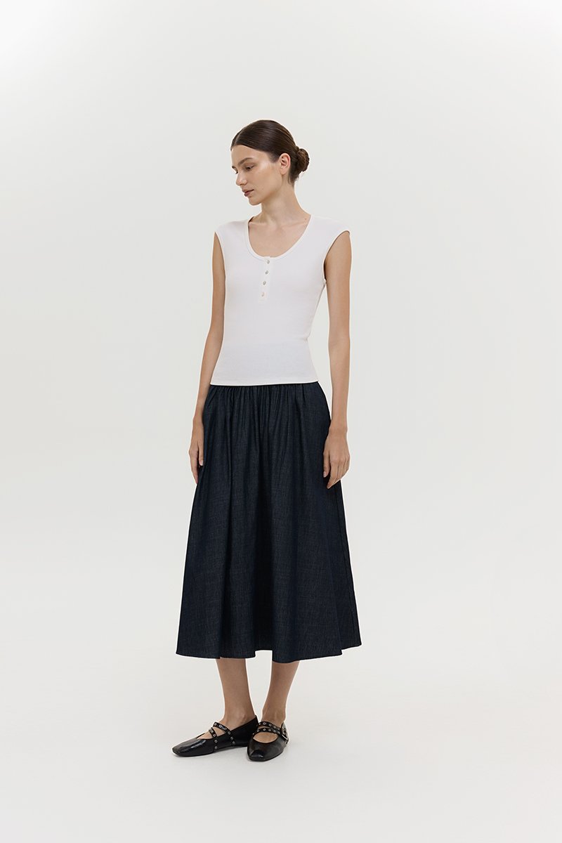 YURIE RIBBED BUTTONDOWN TOP