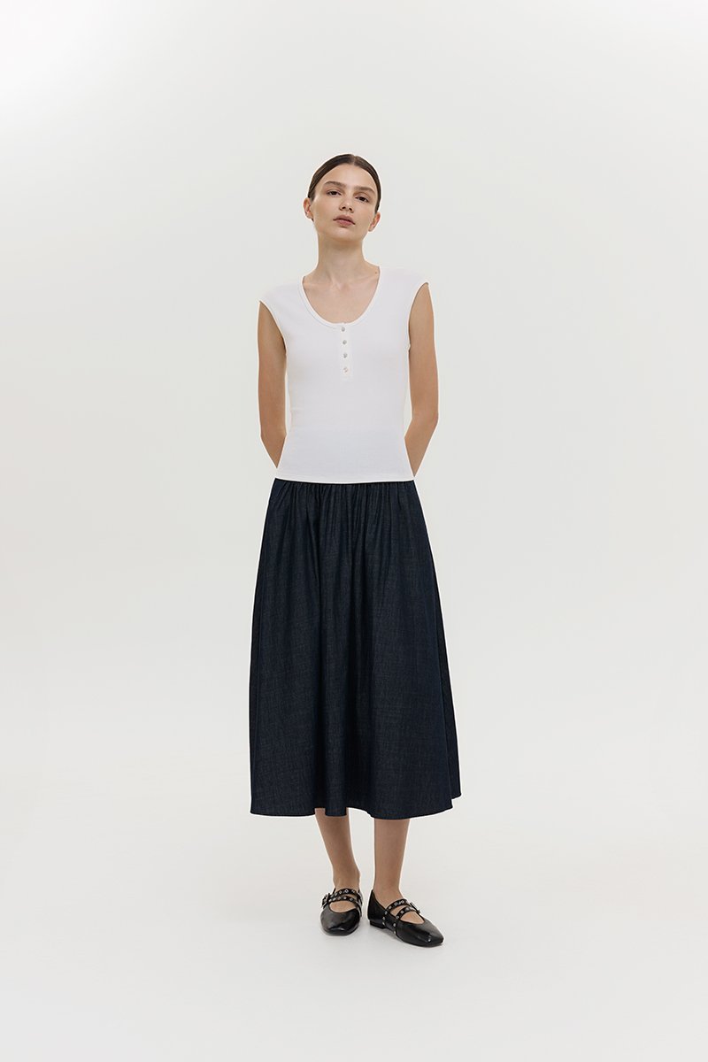 YURIE RIBBED BUTTONDOWN TOP