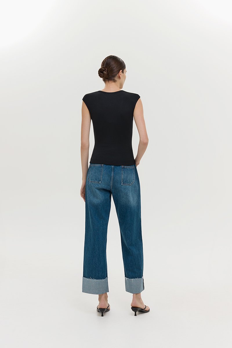 YURIE RIBBED BUTTONDOWN TOP