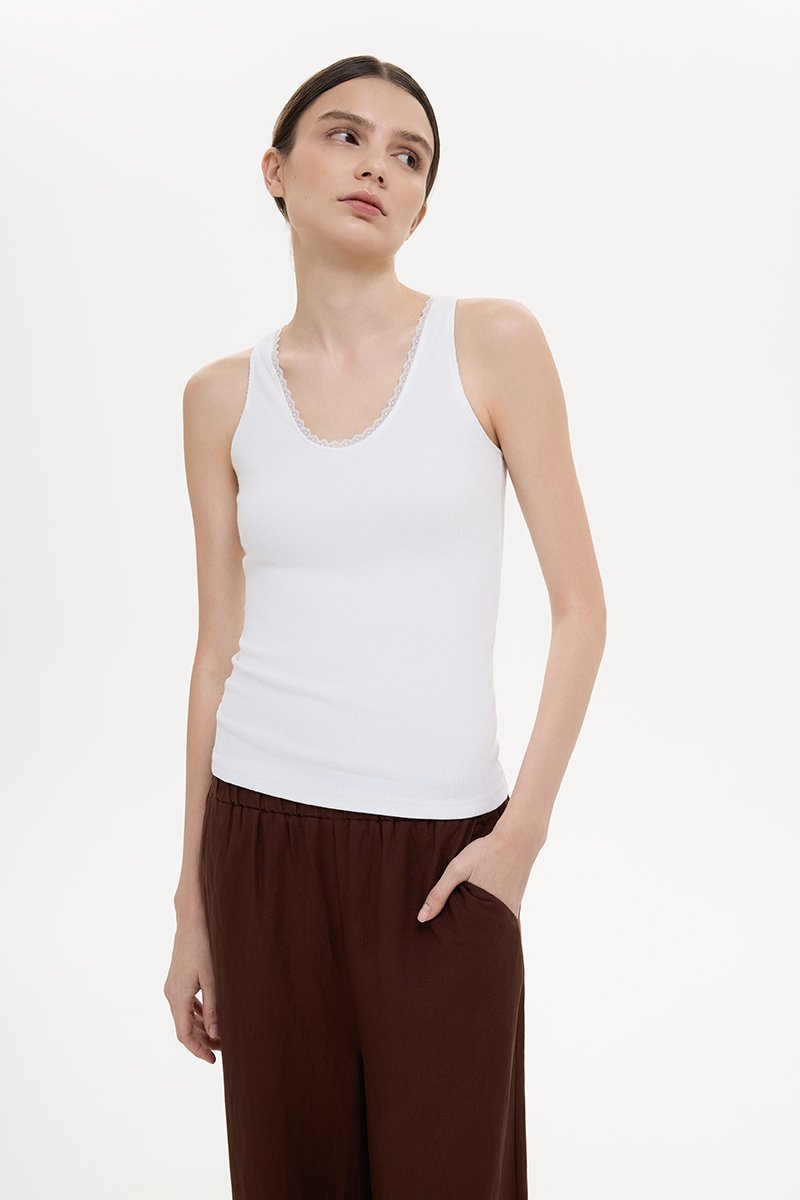 KATRINA LACE TRIM SCOOP NECK TANK