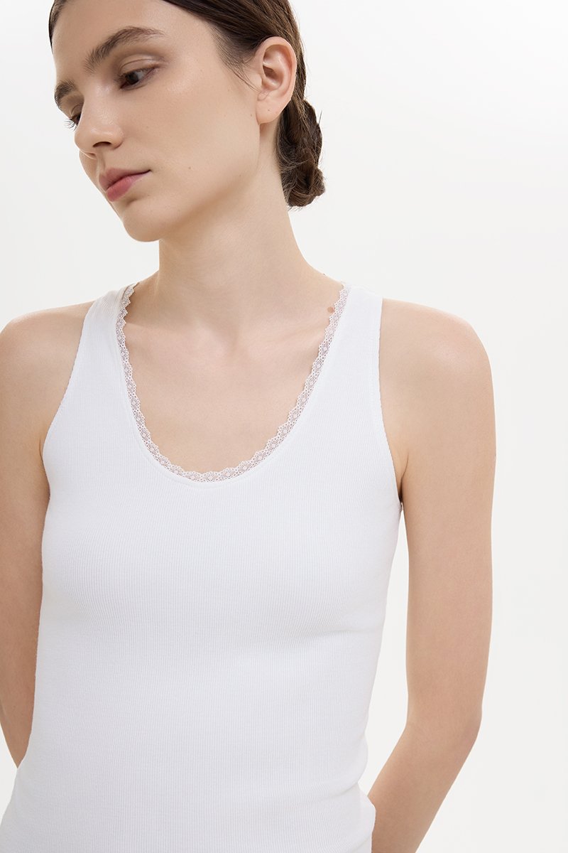 KATRINA LACE TRIM SCOOP NECK TANK