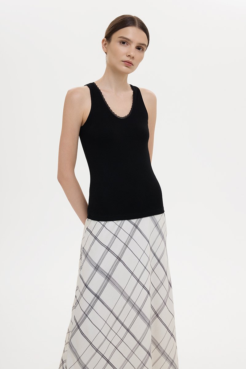 KATRINA LACE TRIM SCOOP NECK TANK