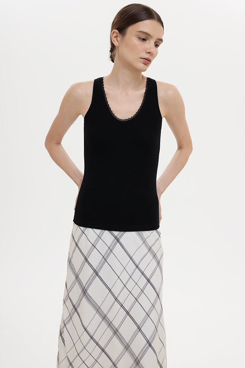 KATRINA LACE TRIM SCOOP NECK TANK