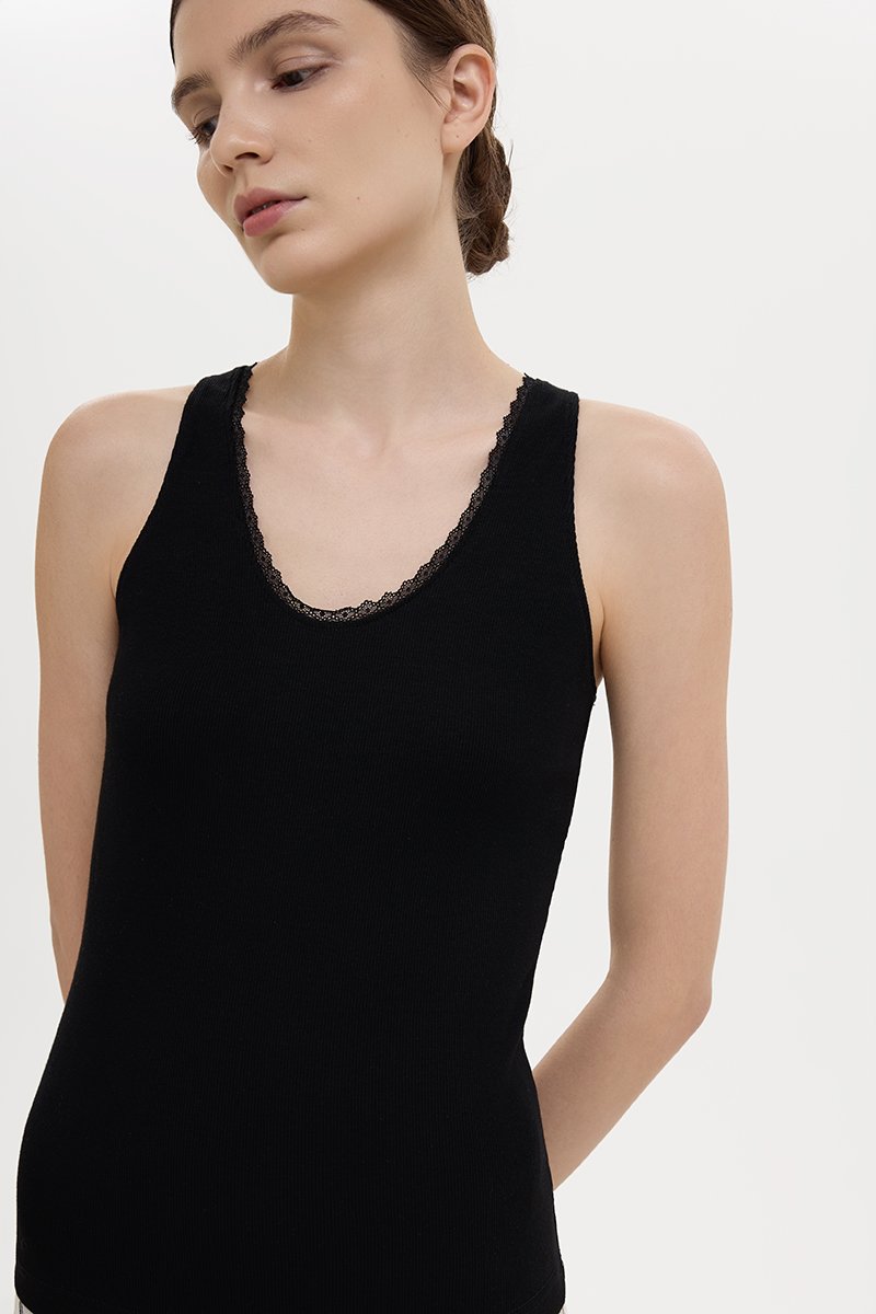 KATRINA LACE TRIM SCOOP NECK TANK