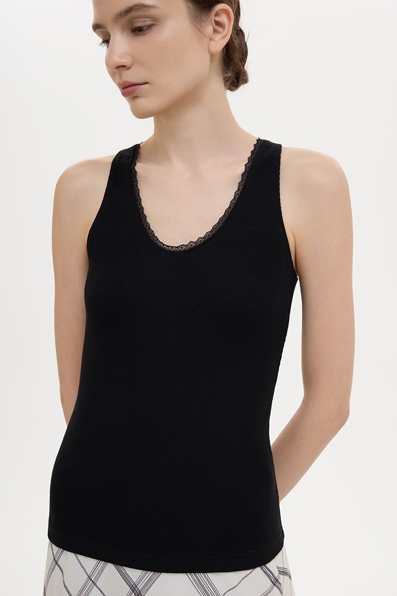 KATRINA LACE TRIM SCOOP NECK TANK