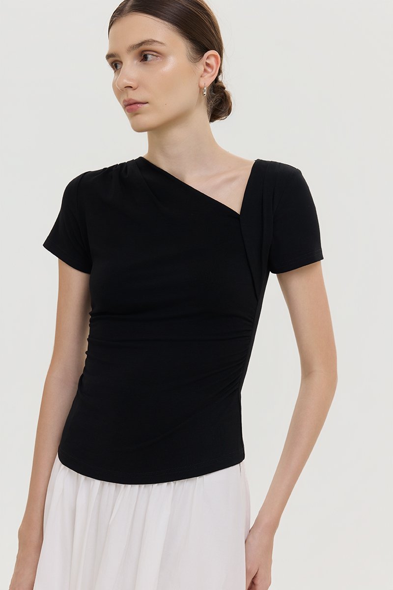 LOIS ASYMMETRIC SLEEVE TOP