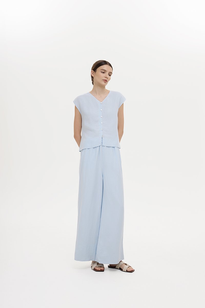 MIKELLE BUTTONDOWN LINEN TOP