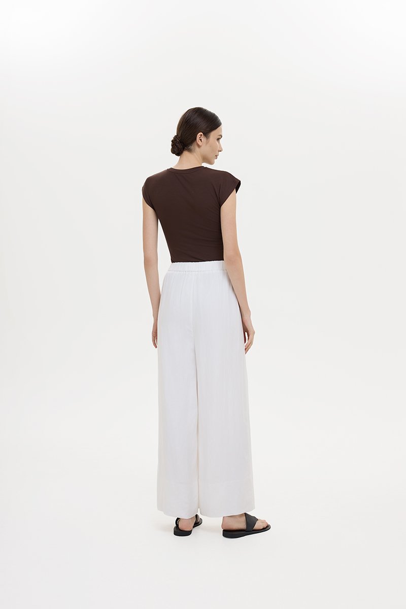 HARLEY ELASTIC WAISTBAND WIDE LEG LINEN PANTS
