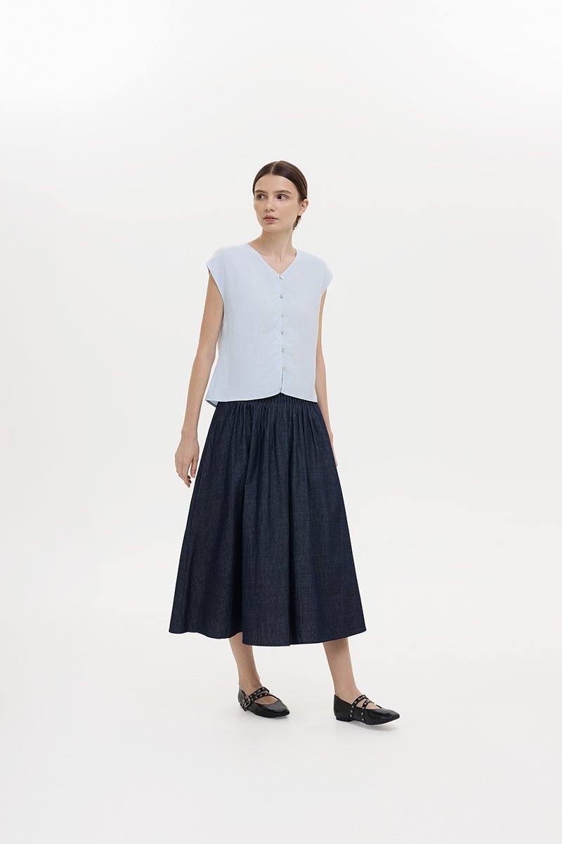 MIKELLE BUTTONDOWN LINEN TOP