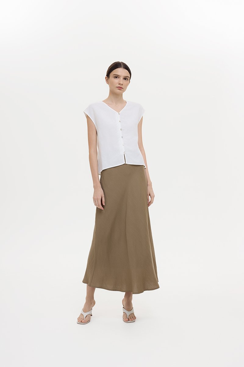 MIKELLE BUTTONDOWN LINEN TOP