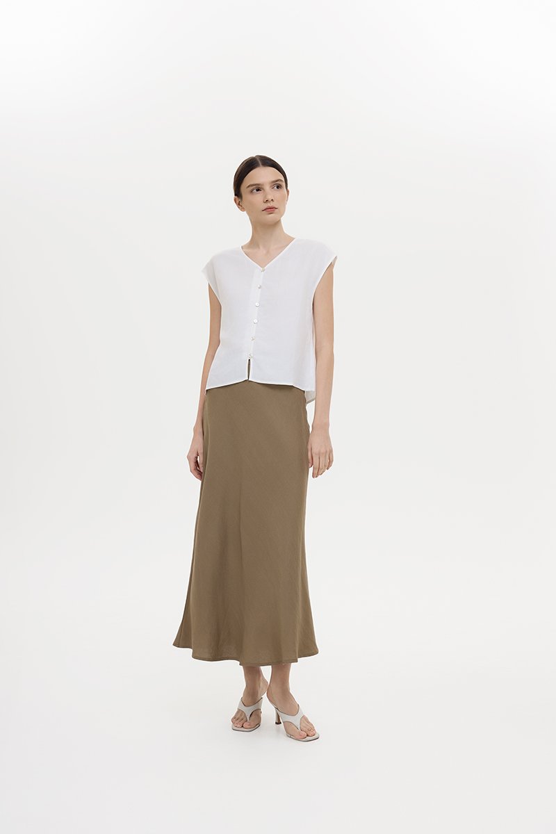 MIKELLE BUTTONDOWN LINEN TOP