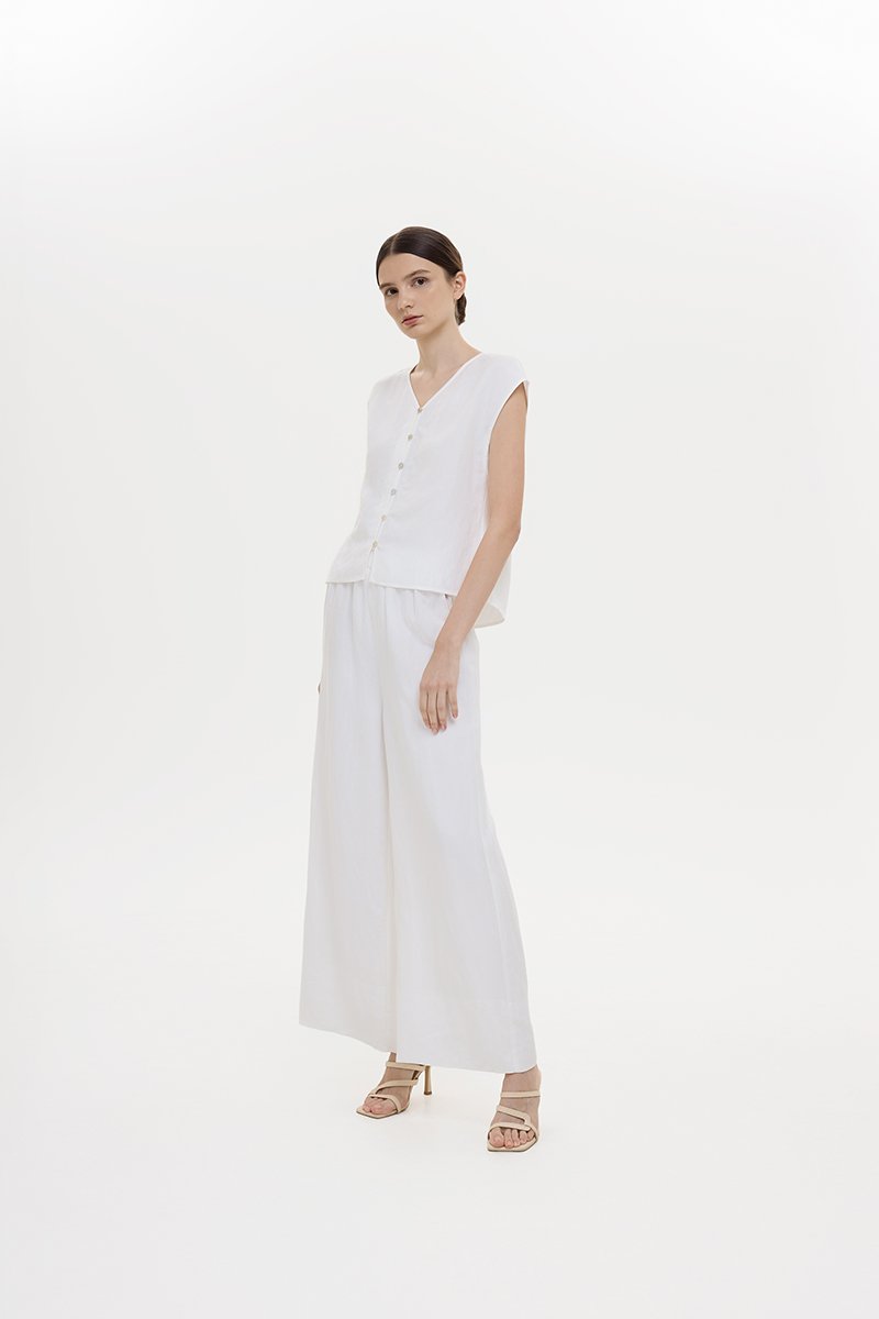 MIKELLE BUTTONDOWN LINEN TOP
