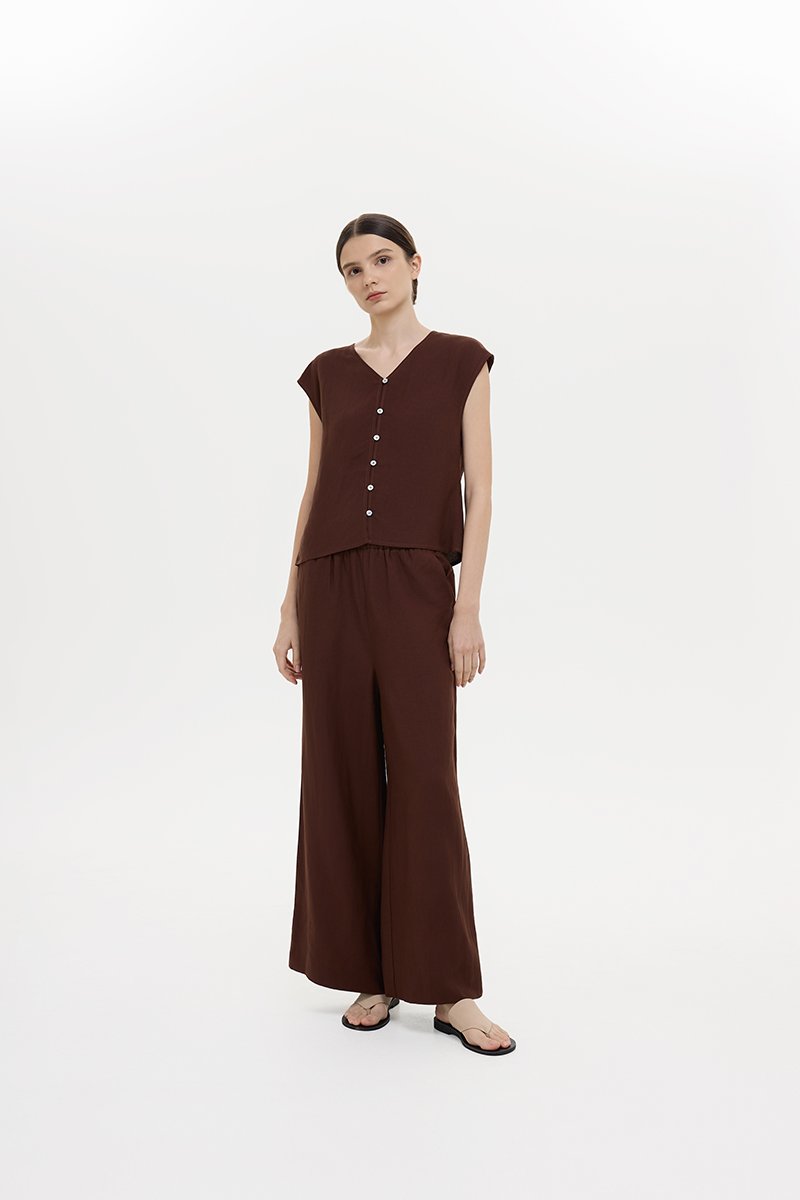 MIKELLE BUTTONDOWN LINEN TOP