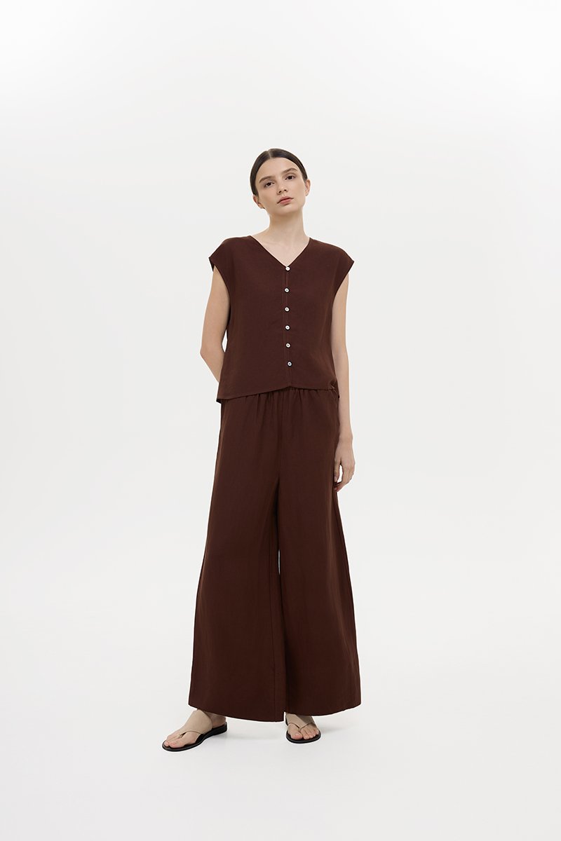 MIKELLE BUTTONDOWN LINEN TOP