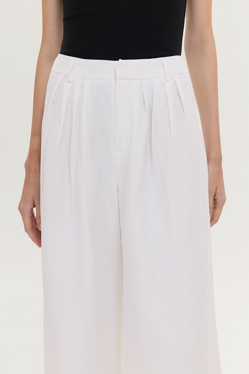 CAELIE PLEATED LINEN PANTS