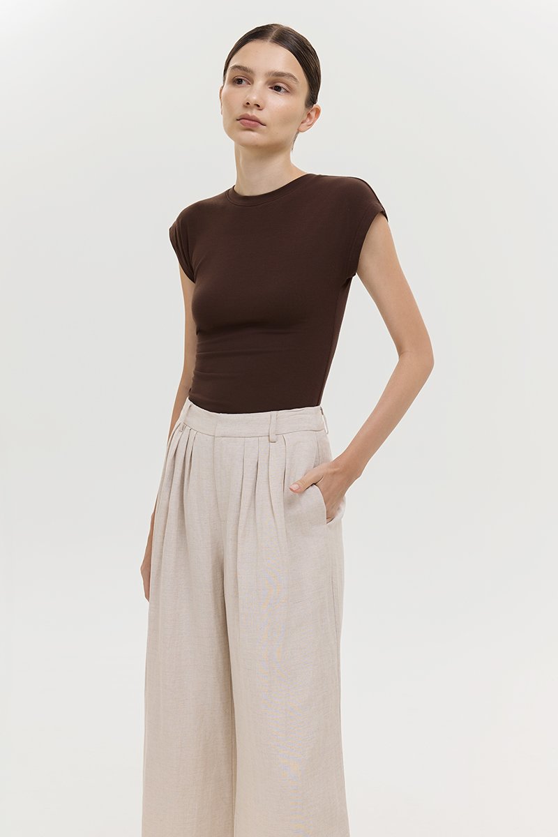 CAELIE PLEATED LINEN PANTS