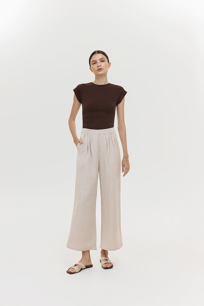 CAELIE PLEATED LINEN PANTS