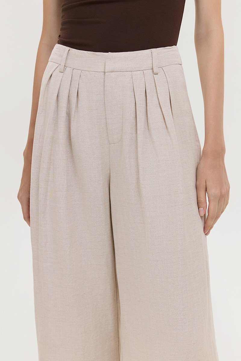 CAELIE PLEATED LINEN PANTS