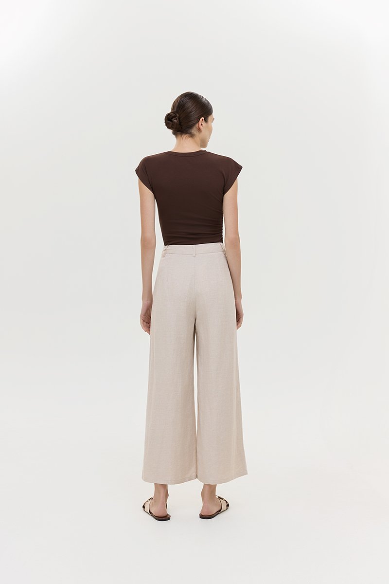 CAELIE PLEATED LINEN PANTS