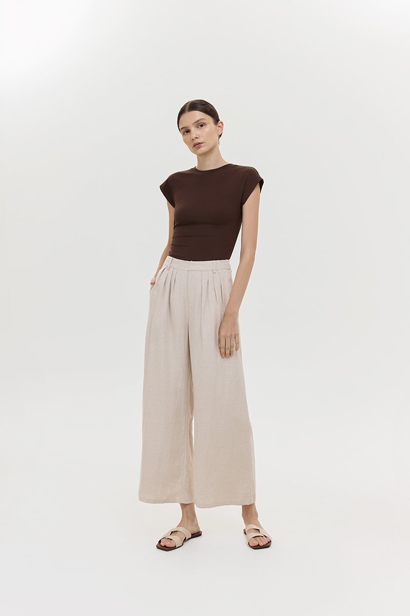 CAELIE PLEATED LINEN PANTS