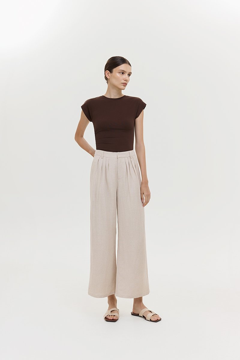 CAELIE PLEATED LINEN PANTS
