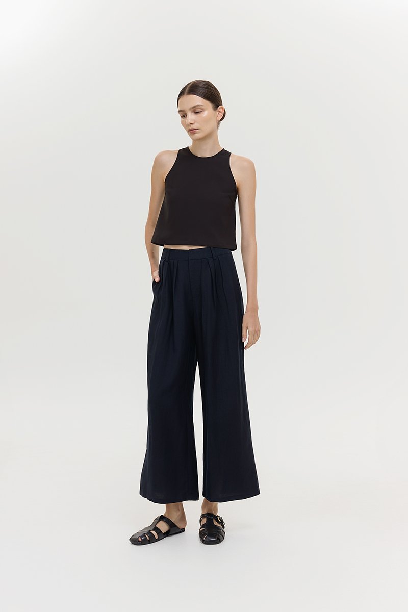 CAELIE PLEATED LINEN PANTS