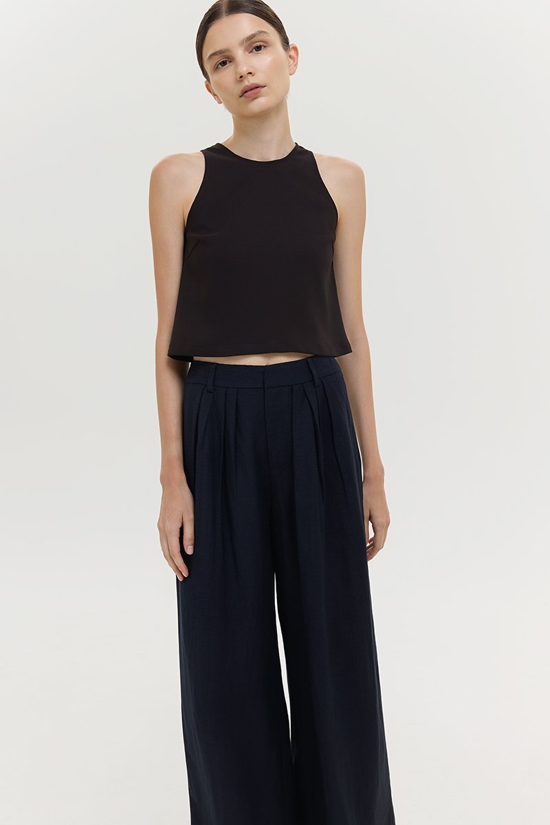 CAELIE PLEATED LINEN PANTS