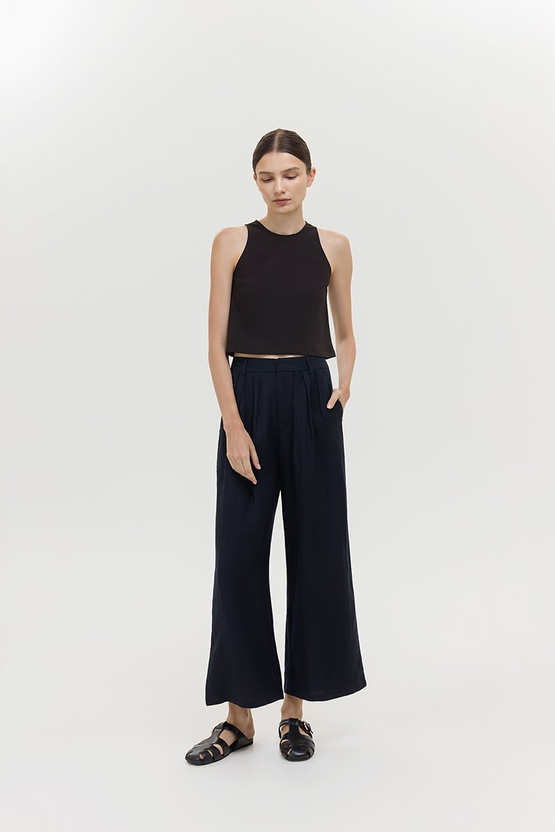 CAELIE PLEATED LINEN PANTS