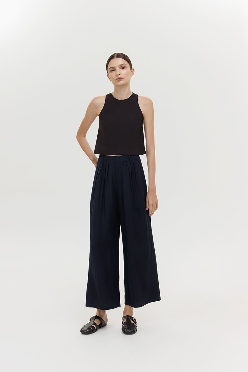 CAELIE PLEATED LINEN PANTS
