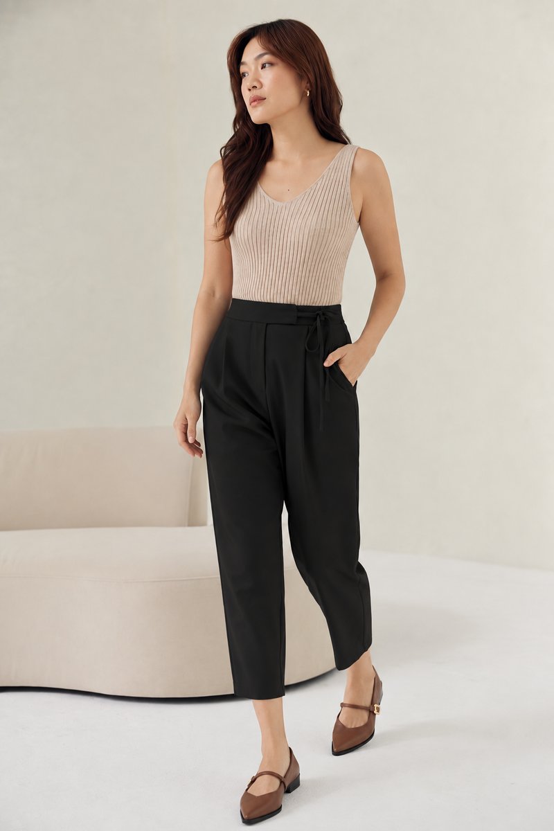 GAYLE TIE WAIST TAPERED PANTS