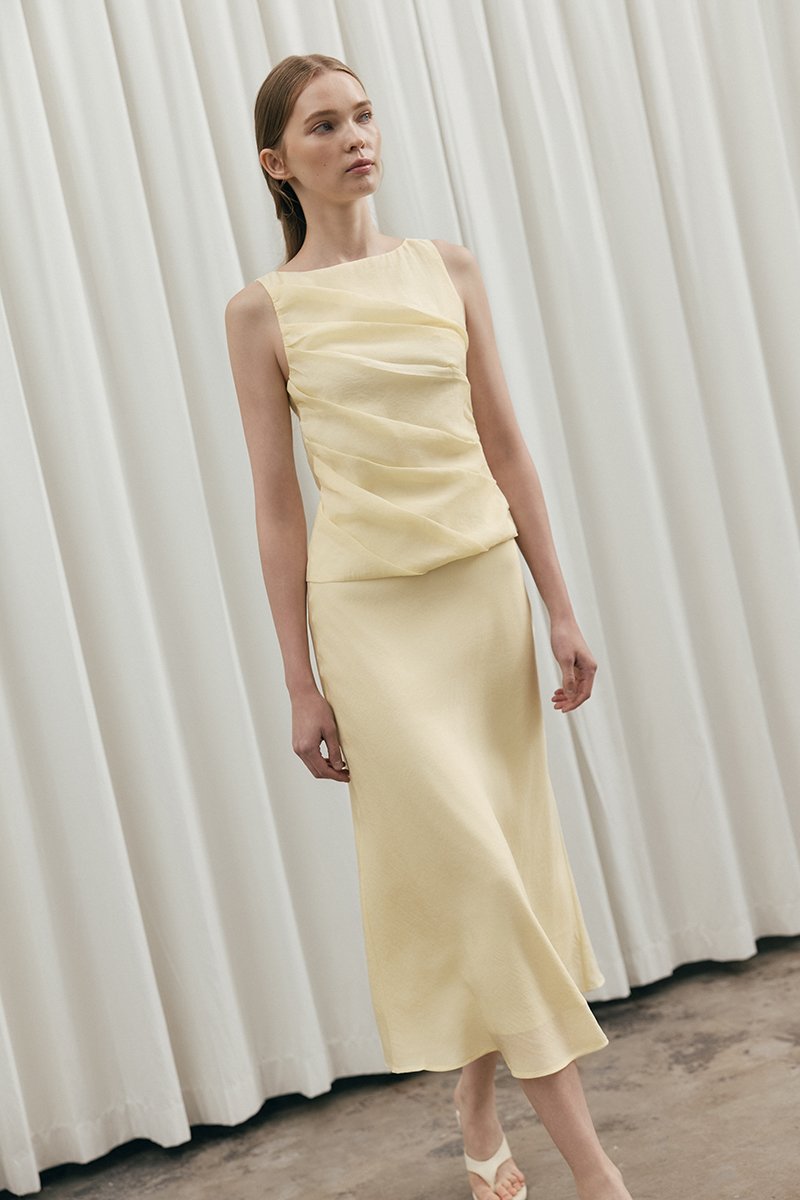 KARA SHEER MIDI SKIRT