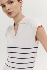 BRISTOL POLO STRIPED KNIT TOP