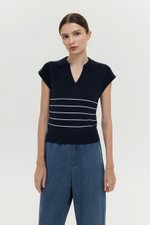 BRISTOL POLO STRIPED KNIT TOP