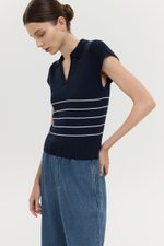 BRISTOL POLO STRIPED KNIT TOP