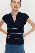 BRISTOL POLO STRIPED KNIT TOP