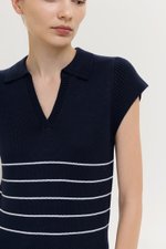 BRISTOL POLO STRIPED KNIT TOP